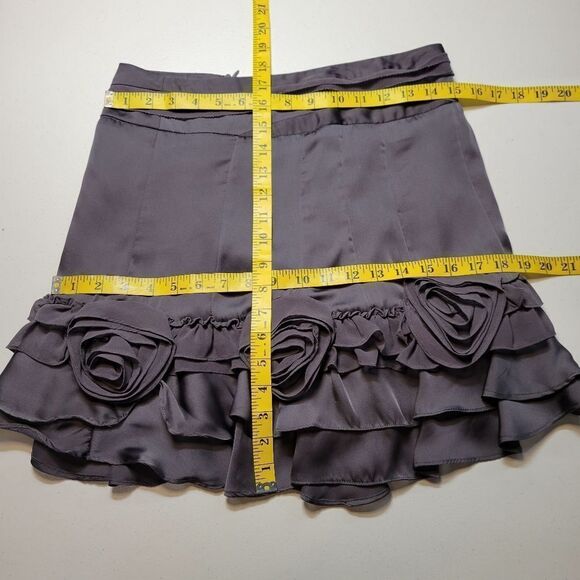 Ryu Smokey Purple Satin and Chiffon Ruffled Mini Skirt Women's Size Small - Picture 11 of 11